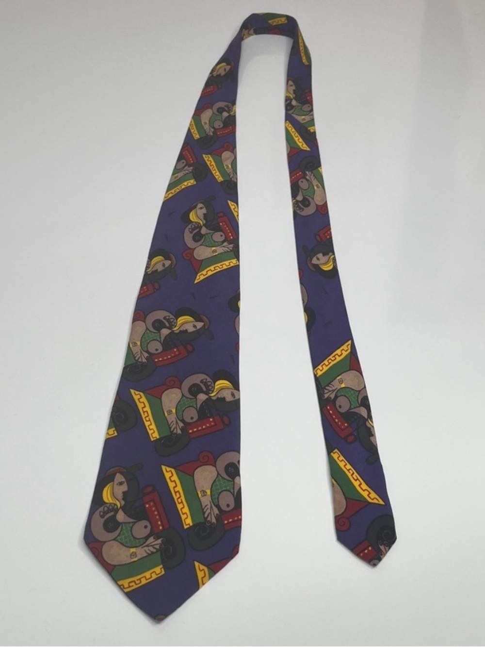 Picasso Silk Tie Seated Woman With Wristwatch Purple